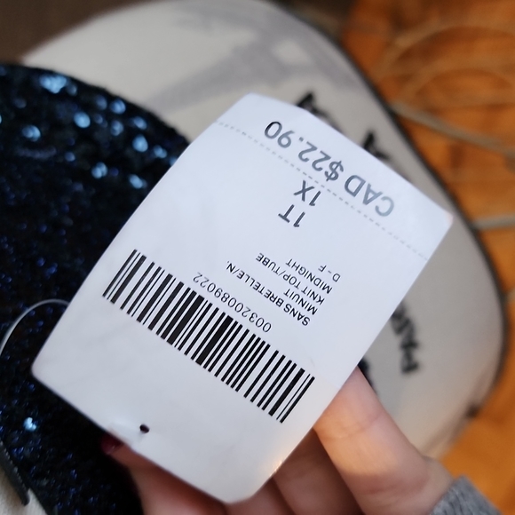 Navy Blue Sequence Tube Top Sz 1X - Picture 6 of 6